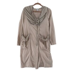 Prairie Underground Trench Hoodie Women Small Tan Utility Lagenlook Boho Organic
